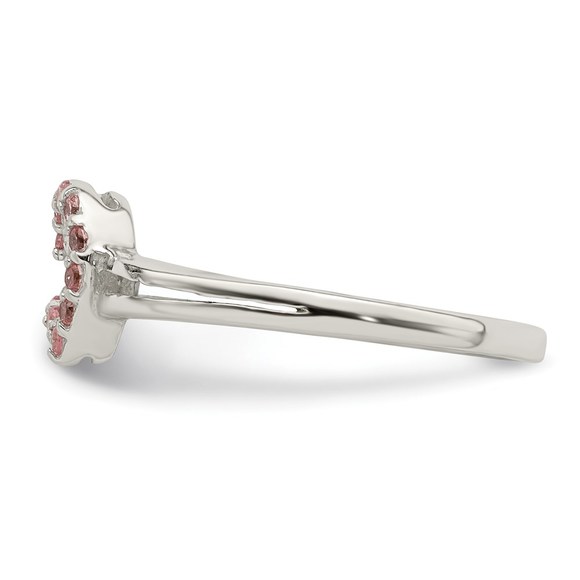 925 Sterling Silver Polished Pink CZ (Cubic Zirconia) Heart Ring - Picture 3 of 6
